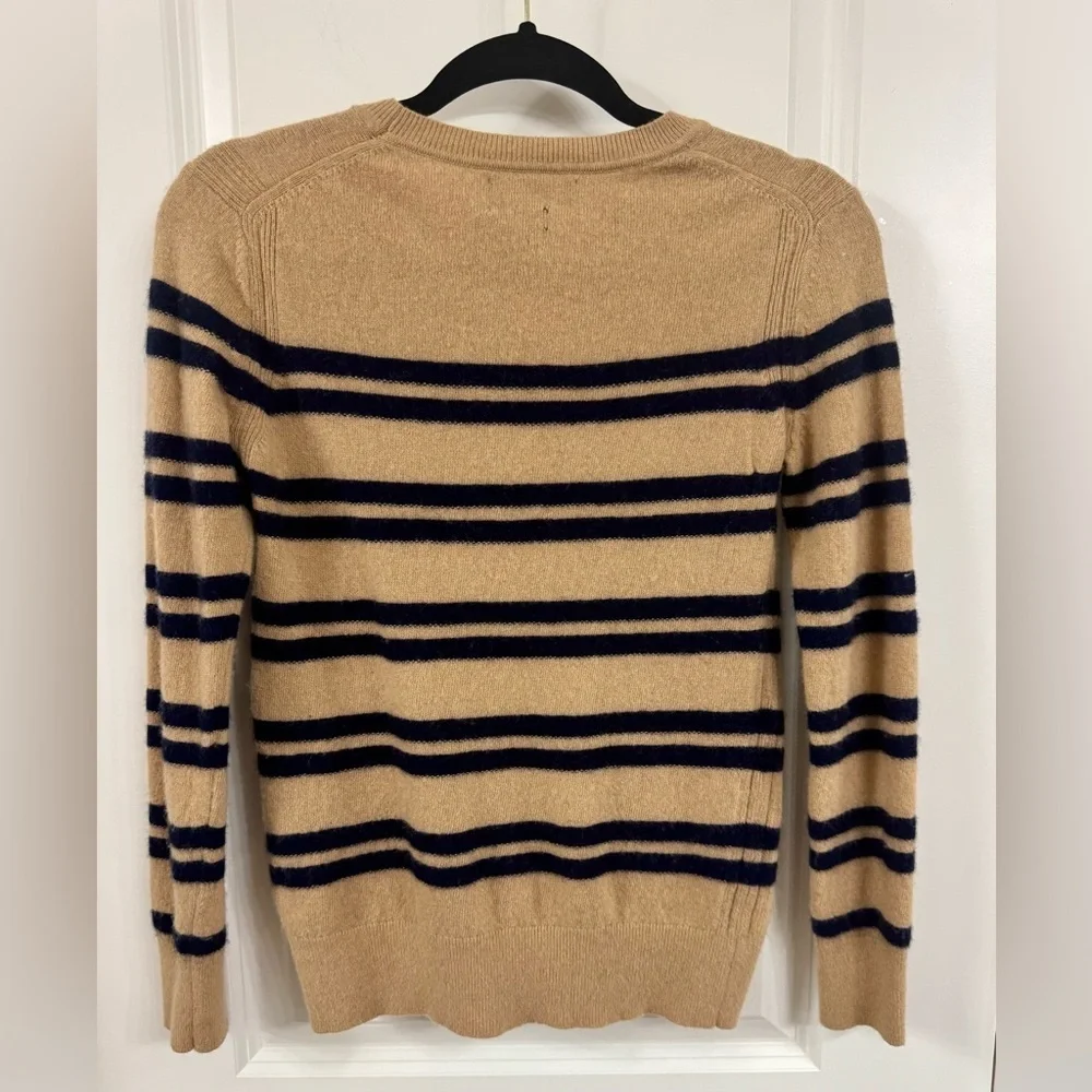Banana Republic Beige and Navy Striped Crewneck Sweater